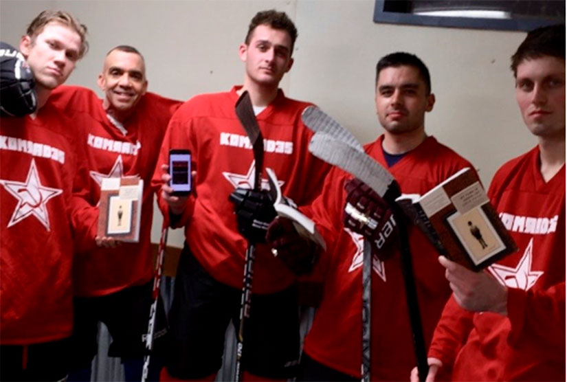 hockey team in red jerseys